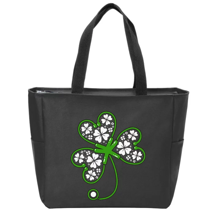 Shamrock Stethoscope Irish Nurse St Patricks Day Lucky Zip Tote Bag