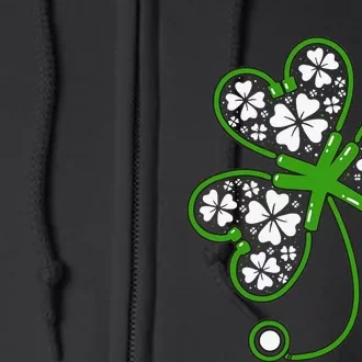 Shamrock Stethoscope Irish Nurse St Patricks Day Lucky Full Zip Hoodie