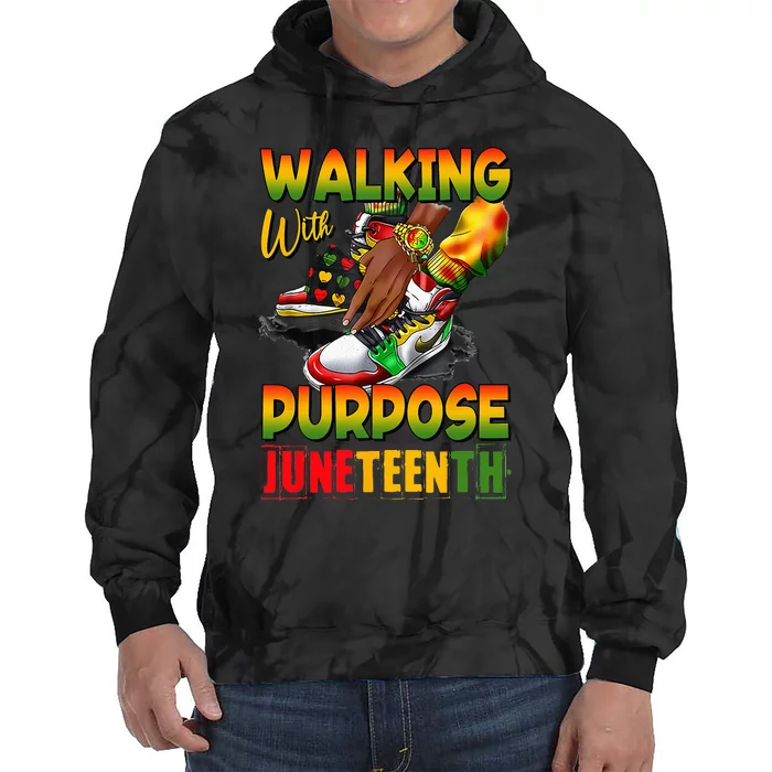 Shoes Steppin' Into Juneteenth Walking With Purpose Tie Dye Hoodie