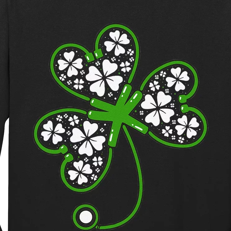 Shamrock Stethoscope Irish Nurse St Patricks Day Lucky Long Sleeve Shirt