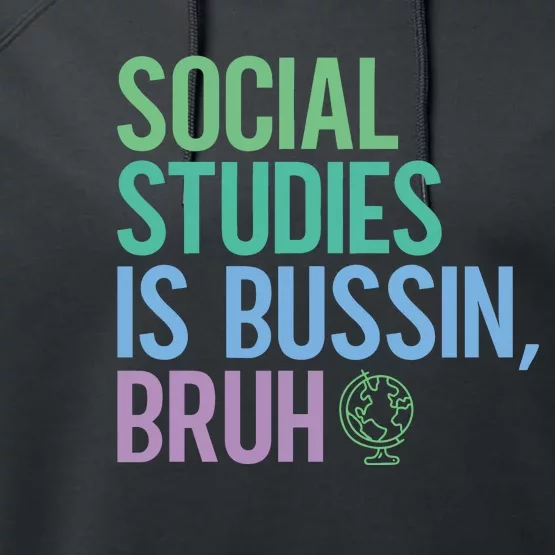 Social Studies Is Bussin Bruh Performance Fleece Hoodie