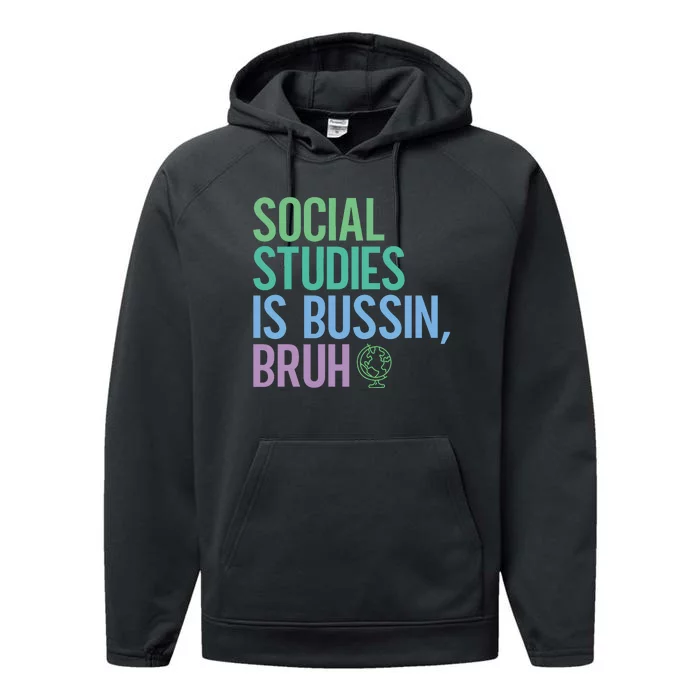 Social Studies Is Bussin Bruh Performance Fleece Hoodie