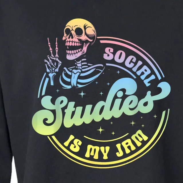 Social Studies Is My Jam Skeleton History Teacher Costume Cropped Pullover Crew