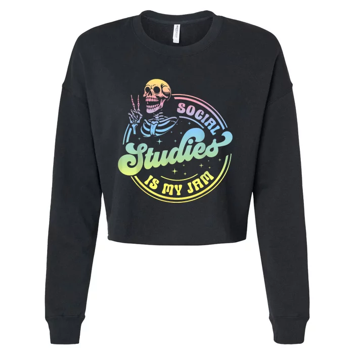 Social Studies Is My Jam Skeleton History Teacher Costume Cropped Pullover Crew