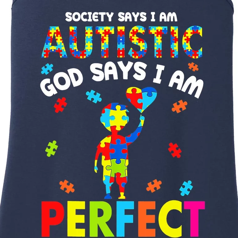 Society Says I'm Autistic God Says I'm Perfect Autism Ladies Essential Tank