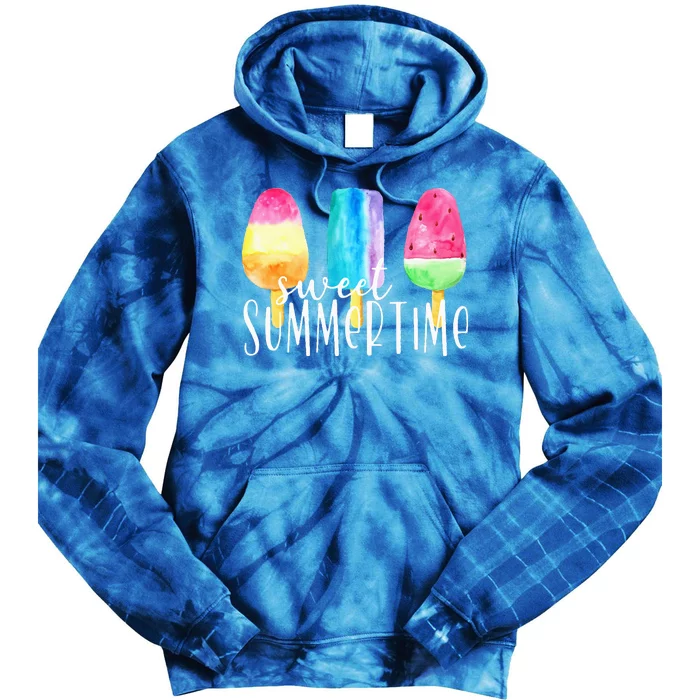 Sweet Summertime Ice Cream Family Vacation Popsicle Beach Tie Dye Hoodie