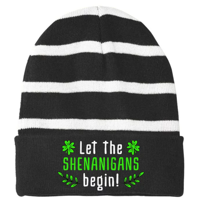 Shenanigans Saint Irish Pats St Patrick's Day Costume Striped Beanie with Solid Band