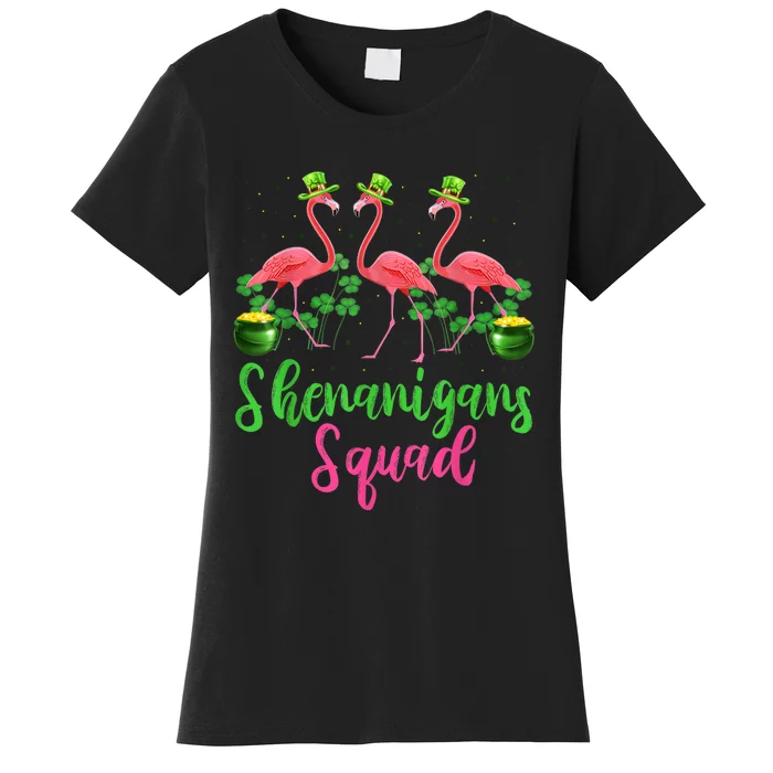 Shenanigan Squad Irish Flamingo Leprechaun St Patrick's Day Women's T-Shirt