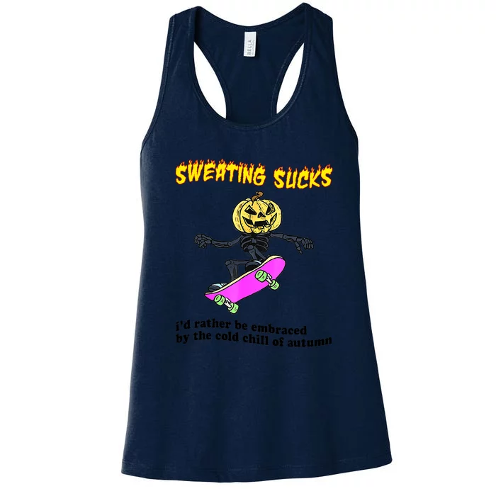 Sweating Sucks I'd Rather Be Embraced Funny Halloween Women's Racerback Tank