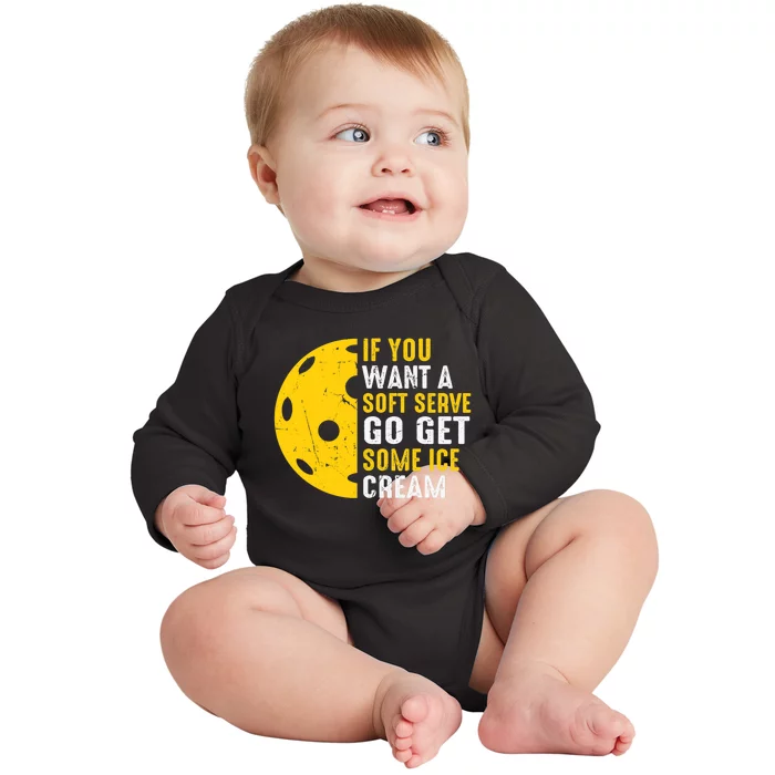 Soft Serve Ice Cream Paddleball Sports Pickleball Player Baby Long Sleeve Bodysuit