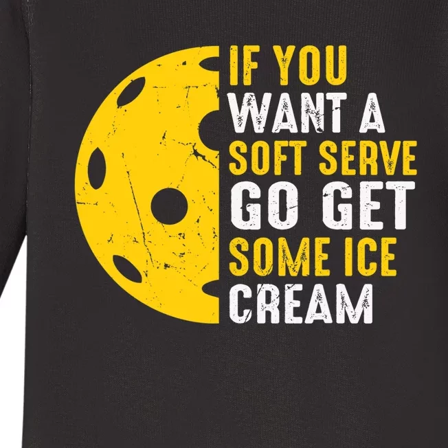 Soft Serve Ice Cream Paddleball Sports Pickleball Player Baby Long Sleeve Bodysuit