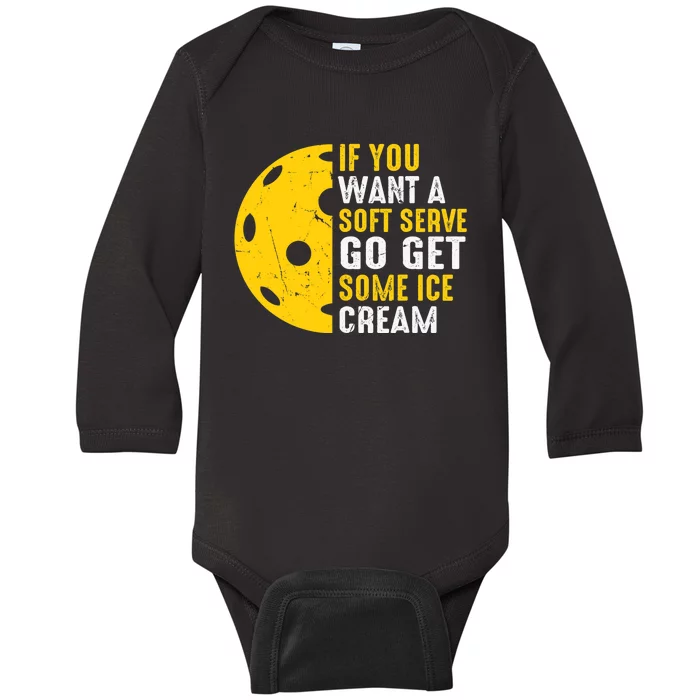 Soft Serve Ice Cream Paddleball Sports Pickleball Player Baby Long Sleeve Bodysuit