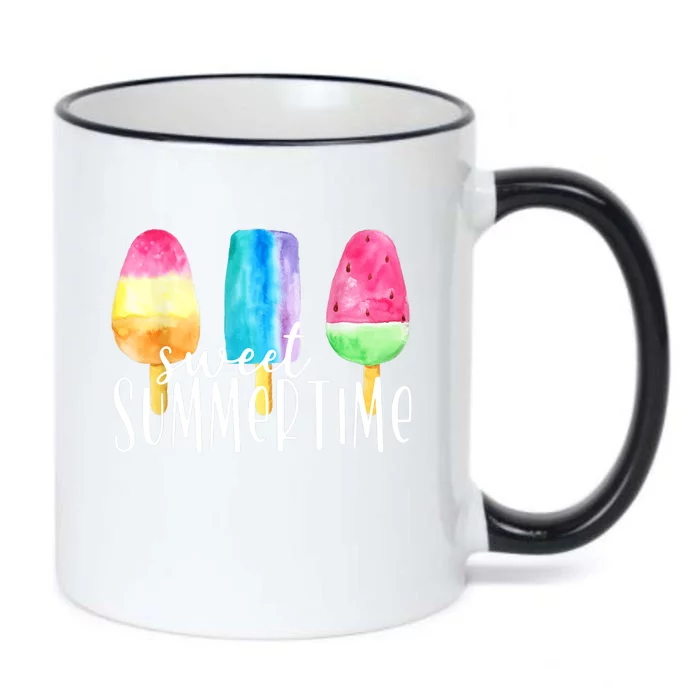 Sweet Summertime Ice Cream Family Vacation Popsicle Beach Black Color Changing Mug