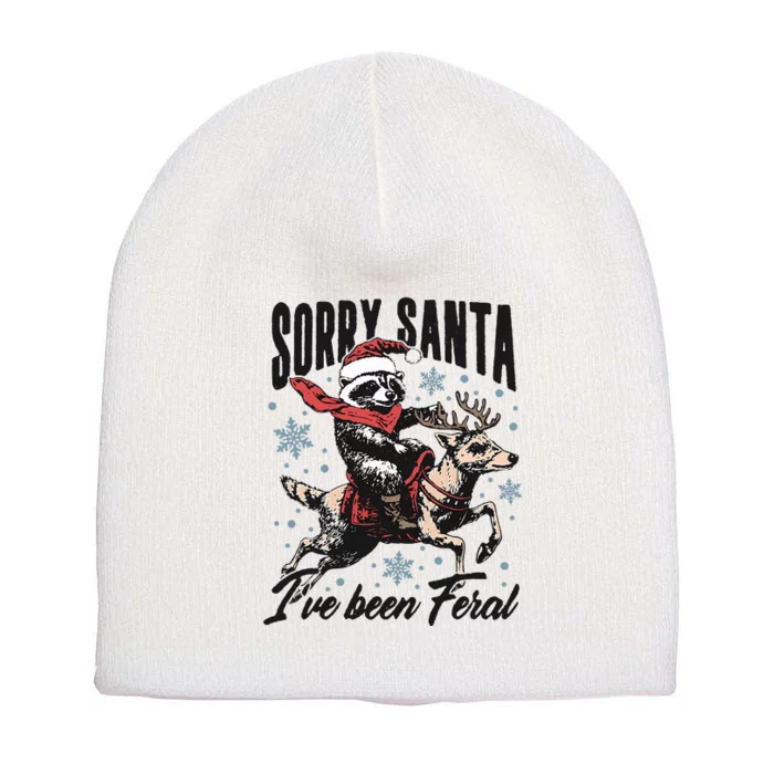 Sorry Santa I’Ve Been Feral Raccoon Riding Horse Short Acrylic Beanie