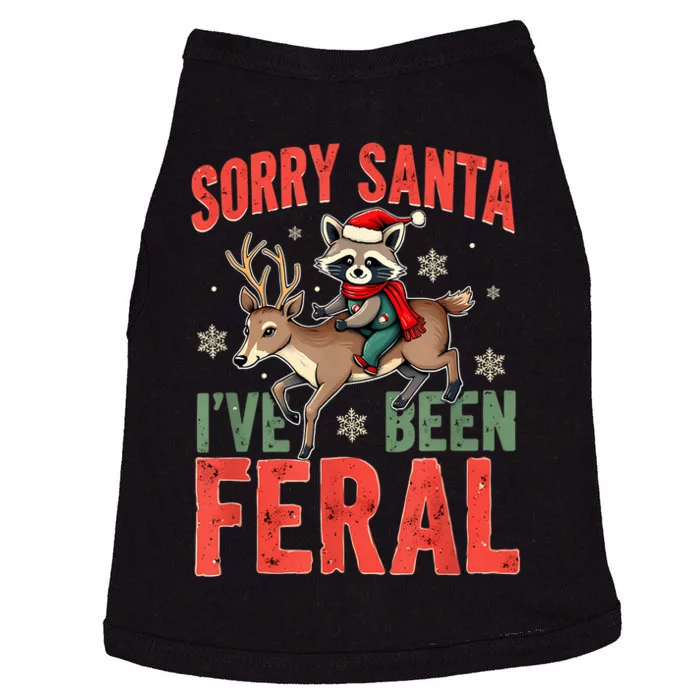 Sorry Santa I’Ve Been Feral Funny Raccoon Christmas Doggie Tank