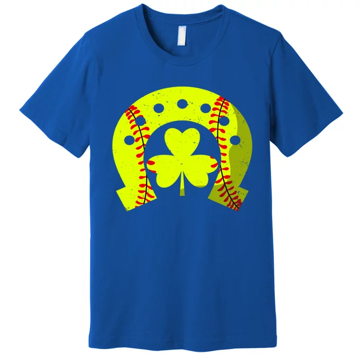 Shamrock Softball Irish Saint Patricks Day Paddys Baseball Gift Premium T-Shirt