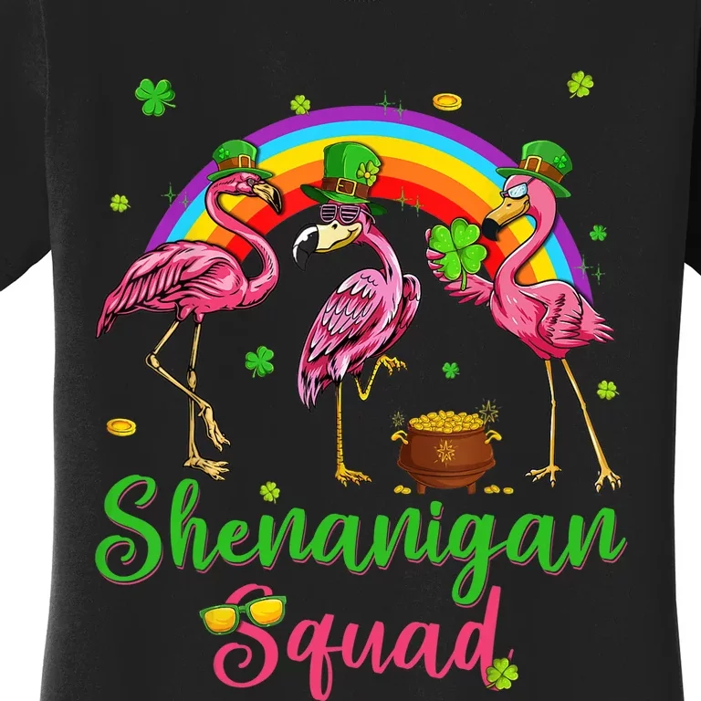 Shenanigan Squad Irish Flamingo Leprechaun St Patrick's Day Women's T-Shirt