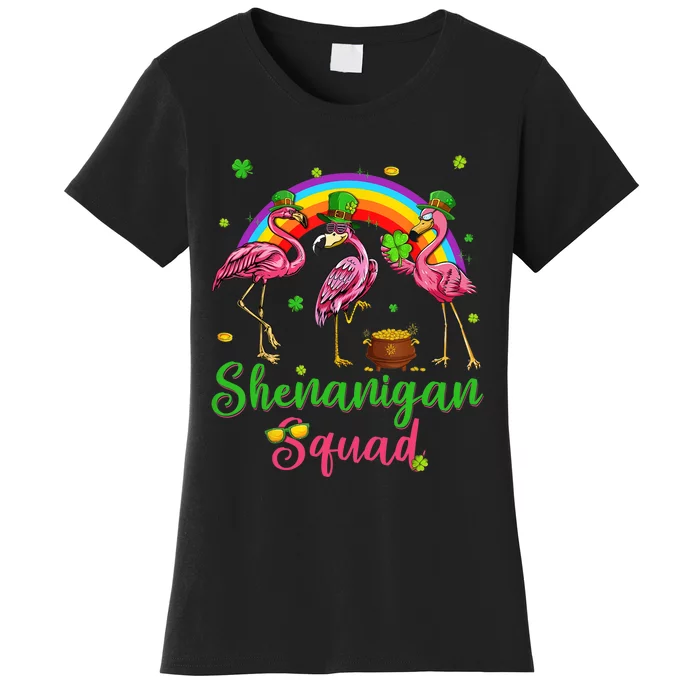 Shenanigan Squad Irish Flamingo Leprechaun St Patrick's Day Women's T-Shirt