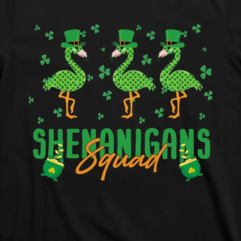 Shenanigan Squad Irish Flamingo Leprechaun St Patrick's Day T-Shirt