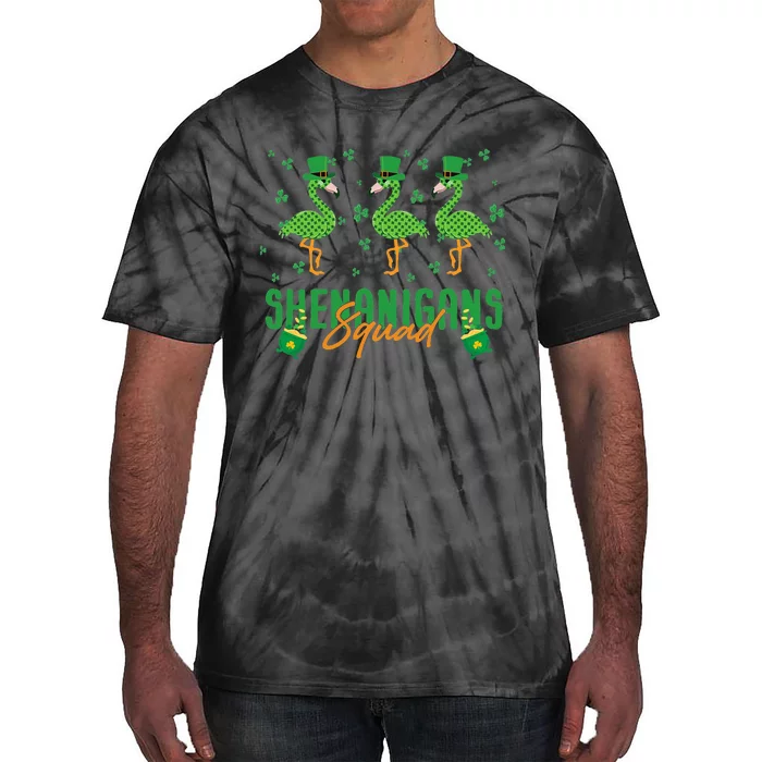 Shenanigan Squad Irish Flamingo Leprechaun St Patrick's Day Tie-Dye T-Shirt