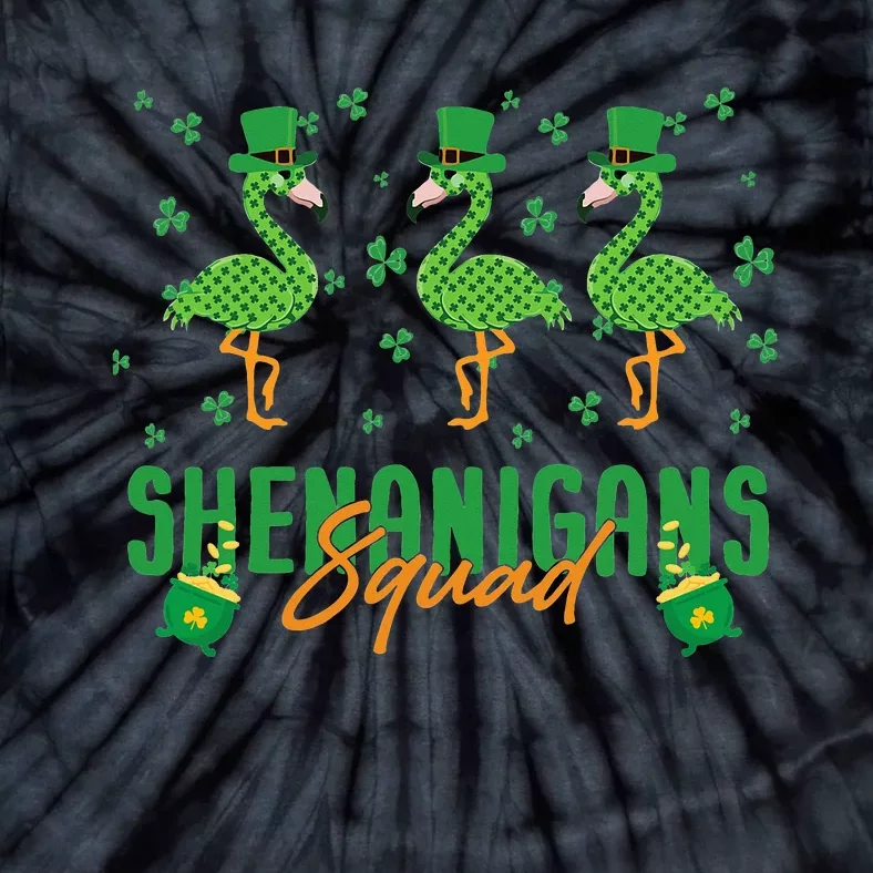 Shenanigan Squad Irish Flamingo Leprechaun St Patrick's Day Tie-Dye T-Shirt