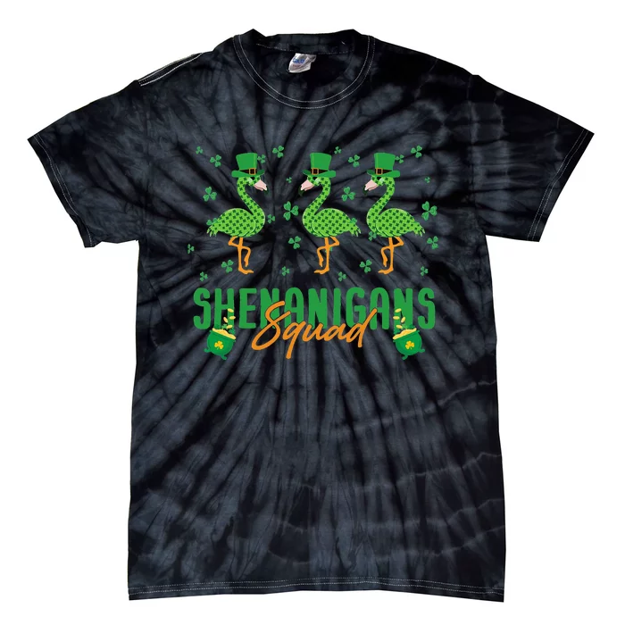 Shenanigan Squad Irish Flamingo Leprechaun St Patrick's Day Tie-Dye T-Shirt