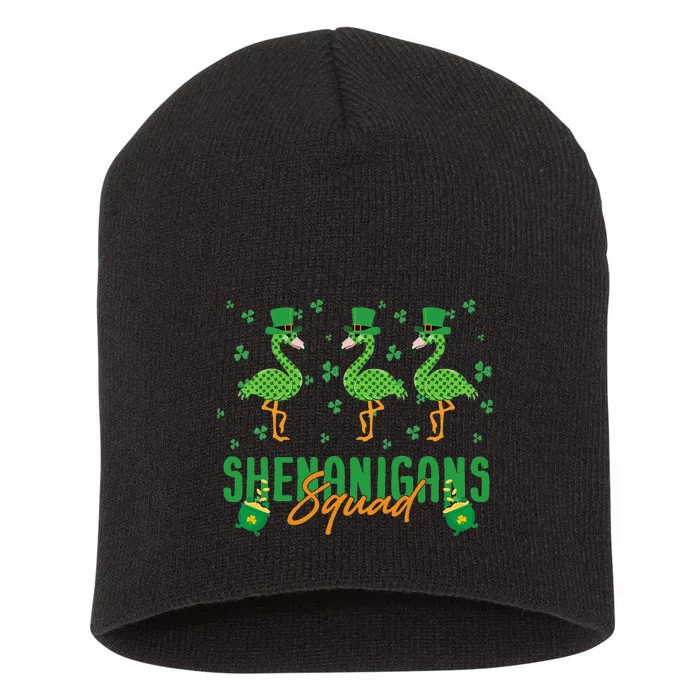 Shenanigan Squad Irish Flamingo Leprechaun St Patrick's Day Short Acrylic Beanie