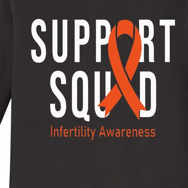 Support Squad Infertility Awareness Orange Ribbon Month Baby Long Sleeve Bodysuit