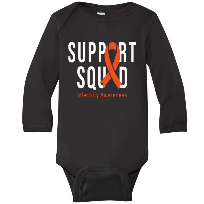 Support Squad Infertility Awareness Orange Ribbon Month Baby Long Sleeve Bodysuit