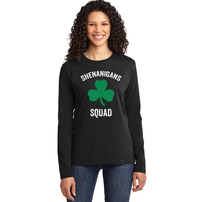 Shenanigans Squad Irish Shamrock Funny Saint Patricks Day Ladies Long Sleeve Shirt