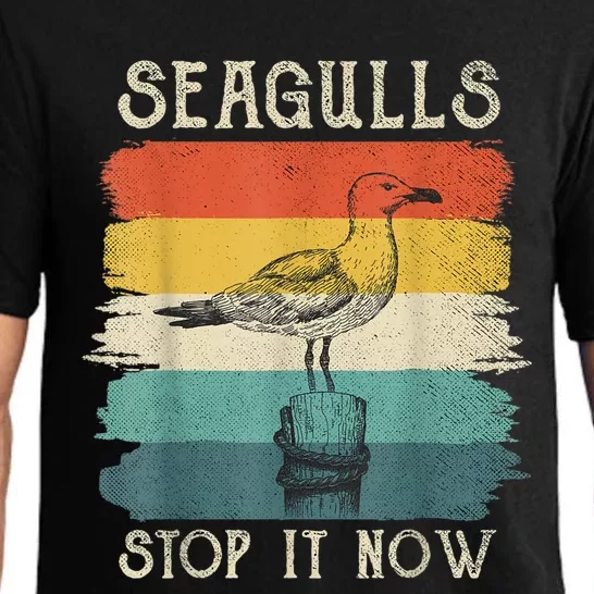 Seagulls Stop It Now Bird Lover 80s Retro Funny Seagull Pajama Set