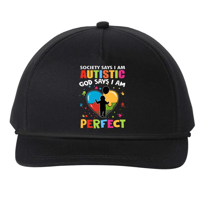 Society Says I Am Autistic God Says I Am Perfect Vintage Snapback Five-Panel Rope Hat