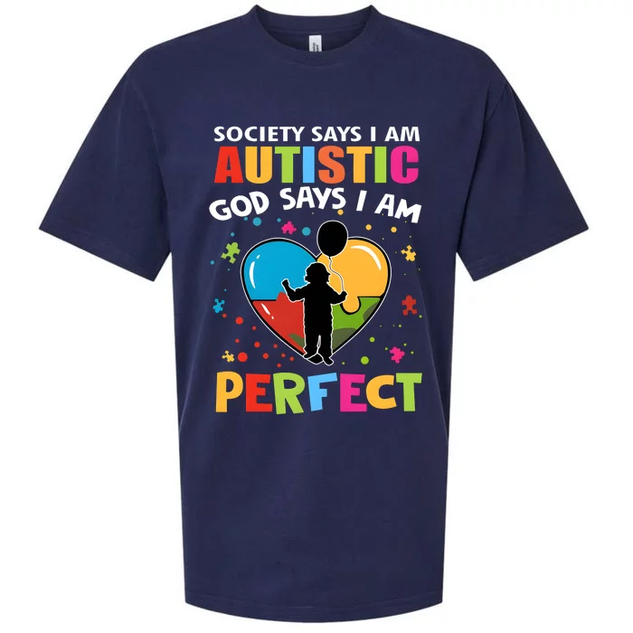 Society Says I Am Autistic God Says I Am Perfect Vintage Sueded Cloud Jersey T-Shirt