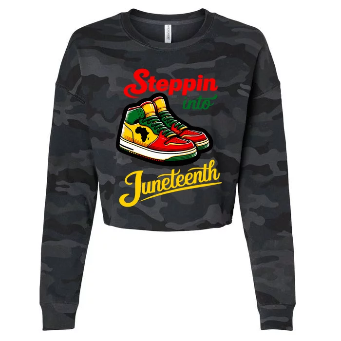 Shoes Steppin Into Juneteenth African American Cropped Pullover Crew