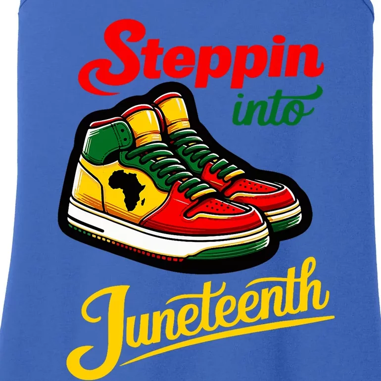 Shoes Steppin Into Juneteenth African American Ladies Essential Tank