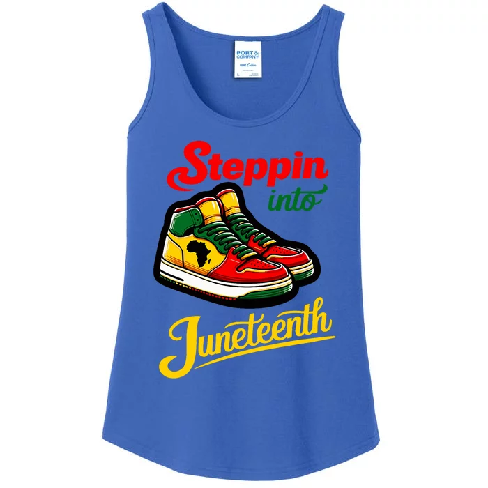 Shoes Steppin Into Juneteenth African American Ladies Essential Tank