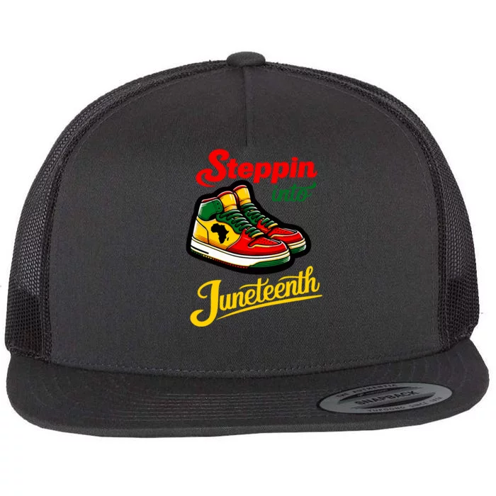 Shoes Steppin Into Juneteenth African American Flat Bill Trucker Hat