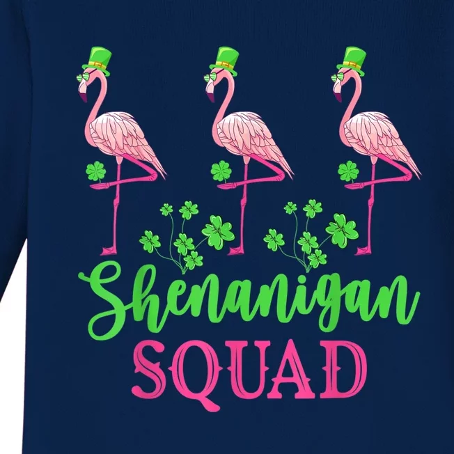 Shenanigan Squad Irish Flamingo Leprechaun St Patrick's Day Baby Long Sleeve Bodysuit