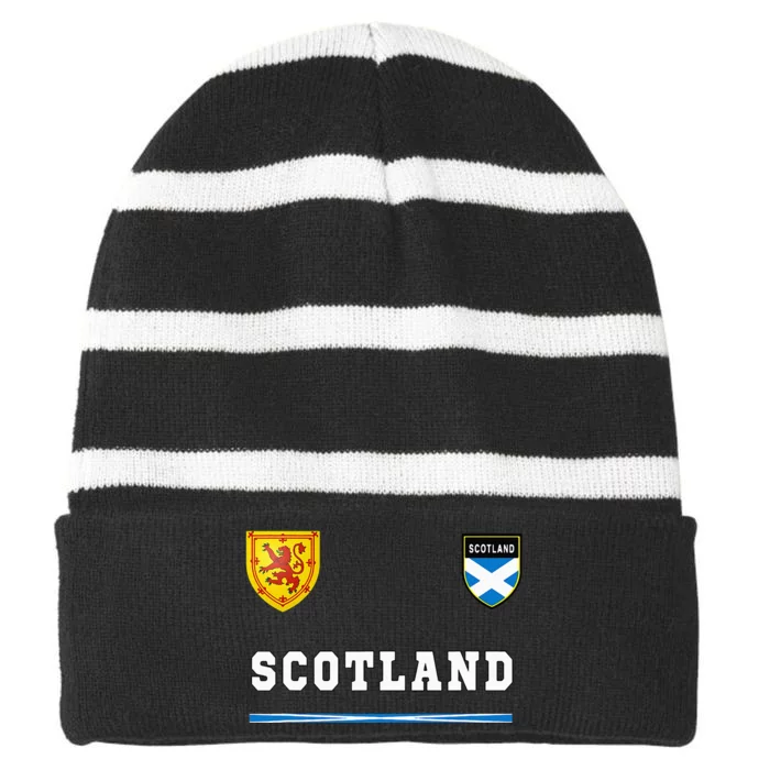 Scotland Sportssoccer Jersey Flag Football Striped Beanie with Solid Band