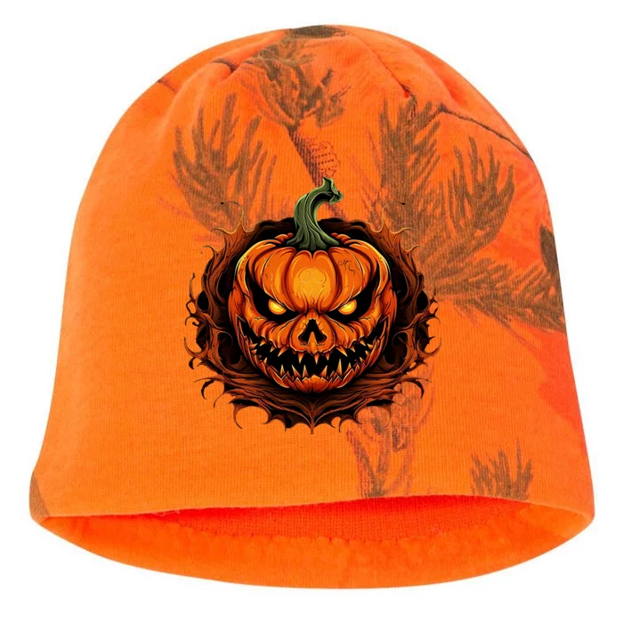 Scary Spooky Jack O Lantern Face Pumpkin Halloween Kati - Camo Knit Beanie