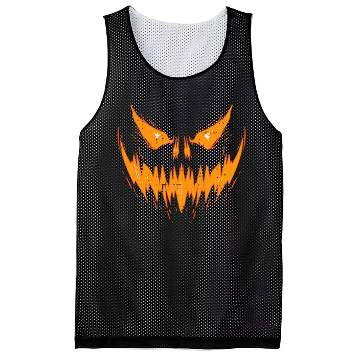 Scary Spooky Jack O Lantern Face Pumpkin Halloween Mesh Reversible Basketball Jersey Tank