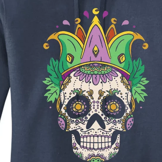 Sugar Skull Jester Costume Mardi Gras Festival Women's Pullover Hoodie