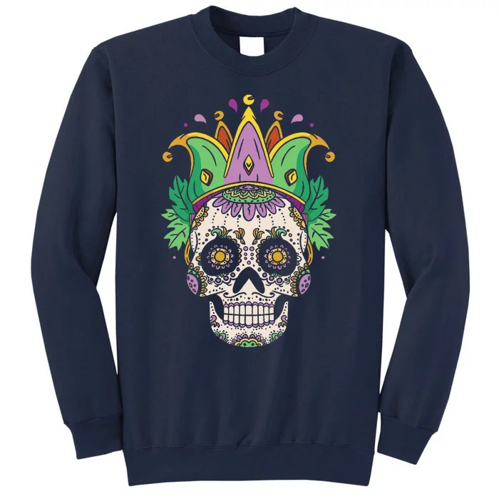 Sugar Skull Jester Costume Mardi Gras Festival Tall Sweatshirt