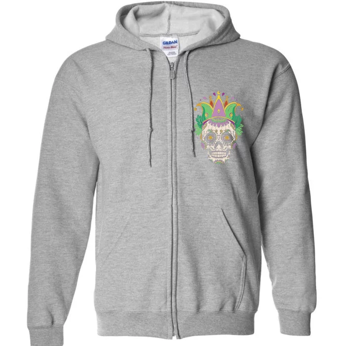 Sugar Skull Jester Costume Mardi Gras Festival Full Zip Hoodie