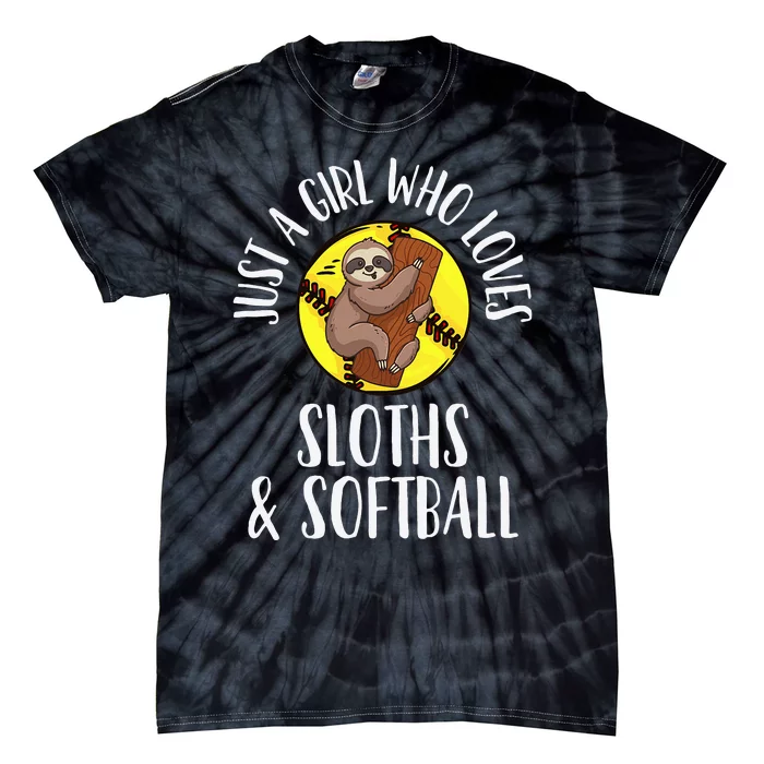 Softball Sloth Just a Who Loves Sloths & Softball Tie-Dye T-Shirt