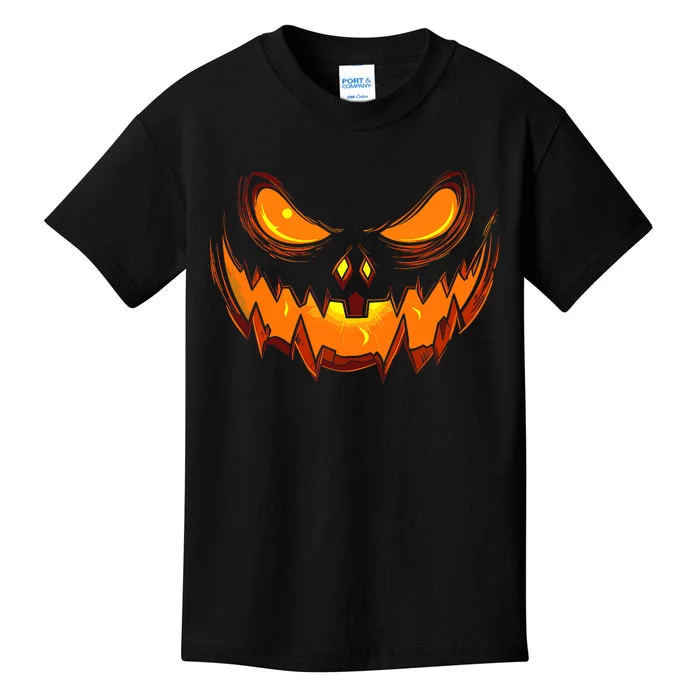 Scary Spooky Jack O Lantern Face Pumpkin Halloween Kids T-Shirt