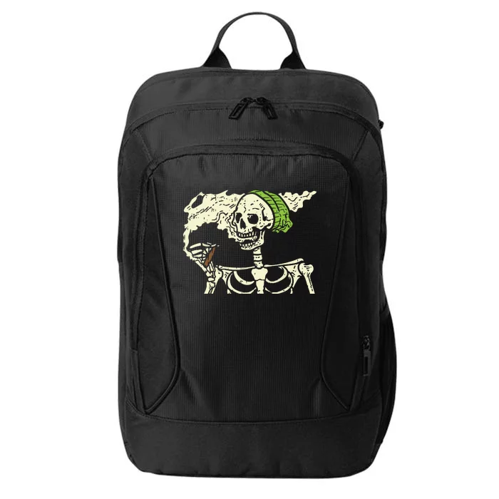 Smoking Skeleton Joint Funny Weed Pot 420 Cannabis Halloween City Backpack