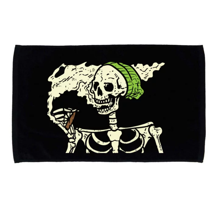 Smoking Skeleton Joint Funny Weed Pot 420 Cannabis Halloween Microfiber Hand Towel