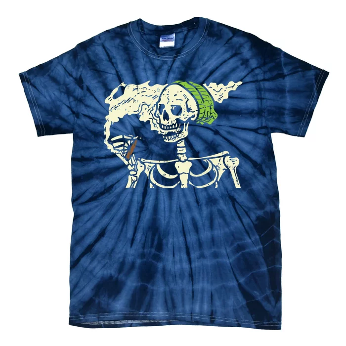 Smoking Skeleton Joint Funny Weed Pot 420 Cannabis Halloween Tie-Dye T-Shirt