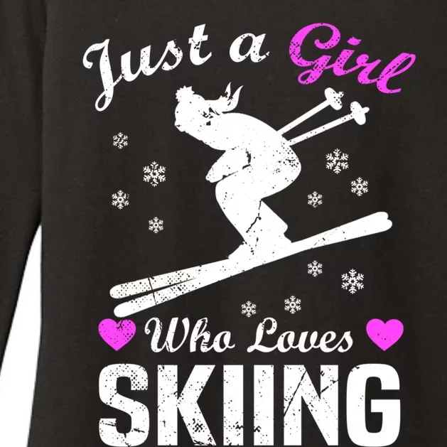 Skiing Skier Just A Who Loves Skiing Great Gift Womens CVC Long Sleeve Shirt